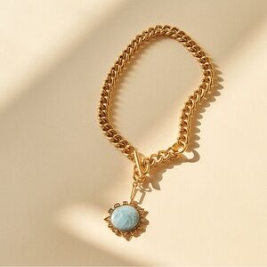 Mignonne Gavigan Gold Necklace with Blue Pendant
